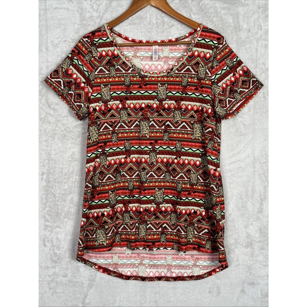 Lularoe Christmas Tunic Top Scottie Dogs Women's Medium M Xmas Shirt Puppies Red